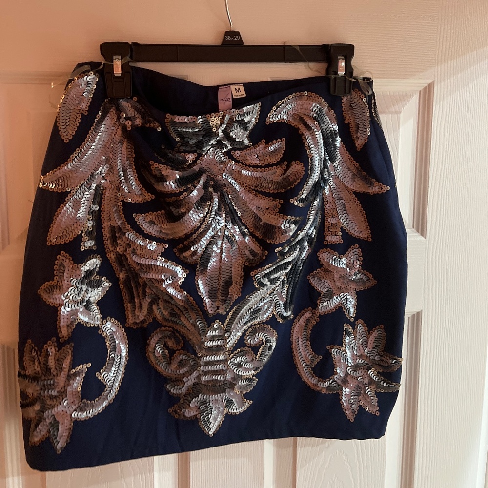 Navy, silver, and gold skirt